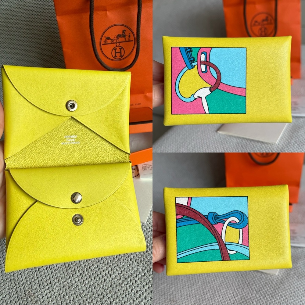 Authentic Hermes Calvi Duo compact Card holder